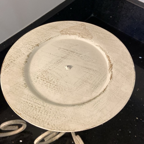 SET/2 Shabby White Distressed Metal Candle Pillars Pedestals Risers Farmhouse - Picture 4 of 14